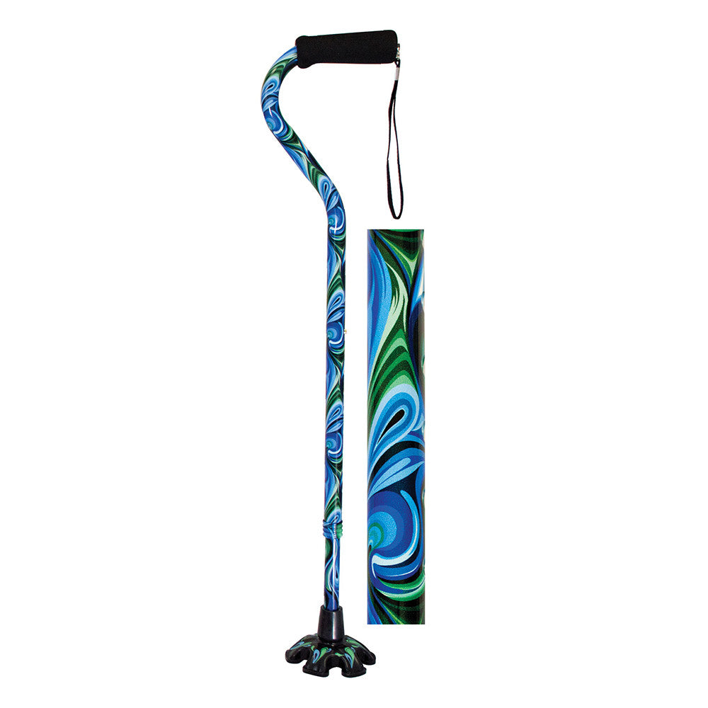 Essential Medical Couture Offset Swirl Cane with Matching Standing Tip, 1 Ea